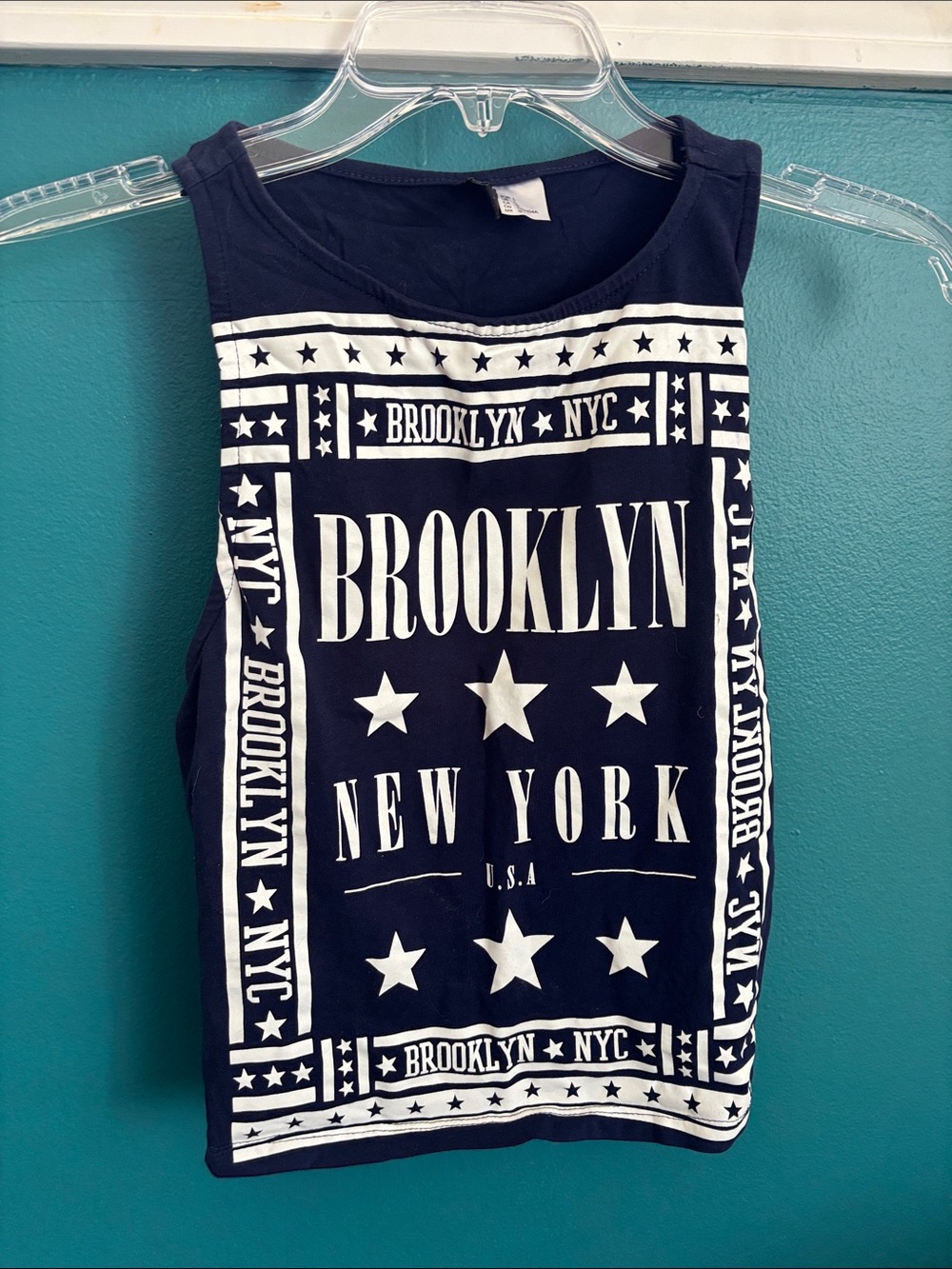 H&M Black and White Brooklyn NYC Graphic Crop Top